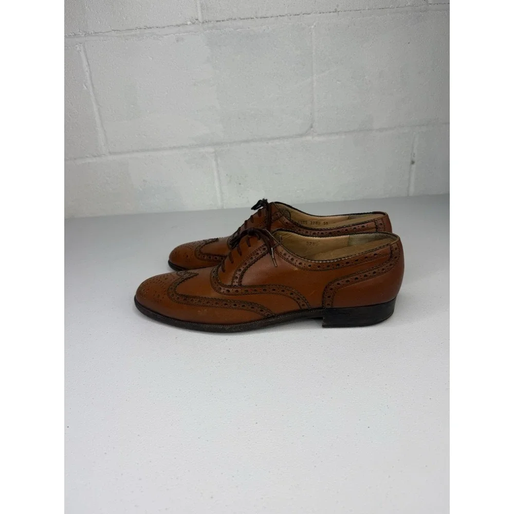 VTG Salvatore Ferragamo Oxford Mens 10 B  Dress Shoes Brown Leather